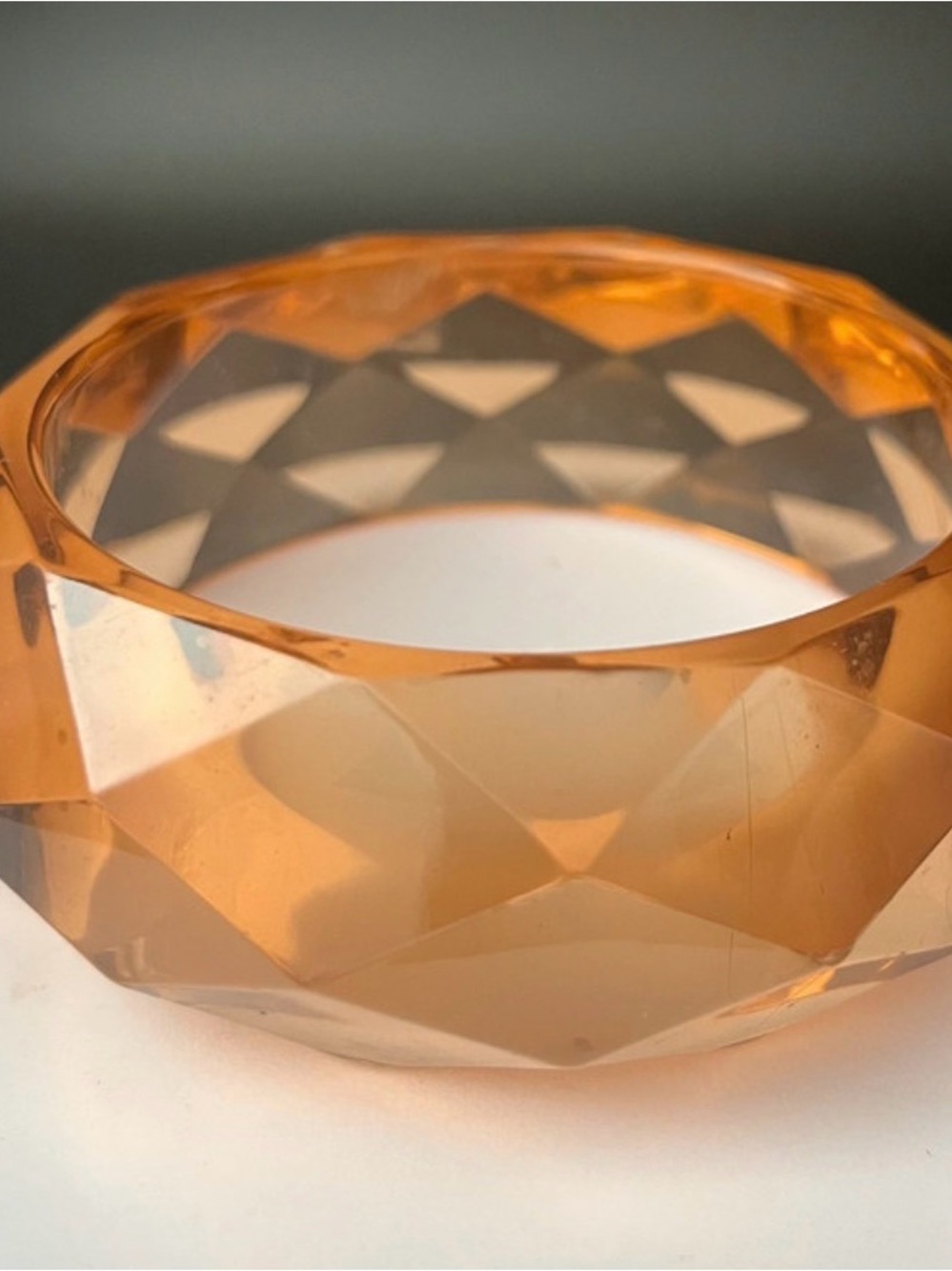 Vintage Faceted Amber-Orange Translucent Bangle - Women Jewelry